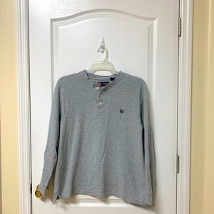 Gray long sleeve Henley/sweater. Size Xl